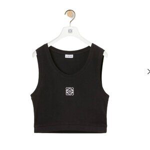 LOEWE Anagram-embroidered ribbed-knit crop top